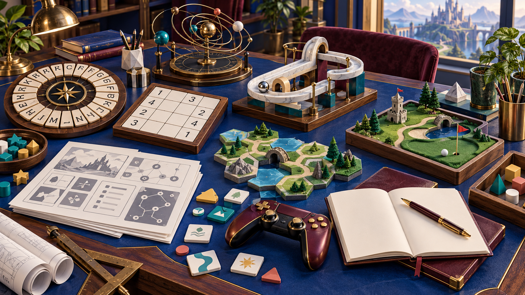 Game-development studio concept illustration